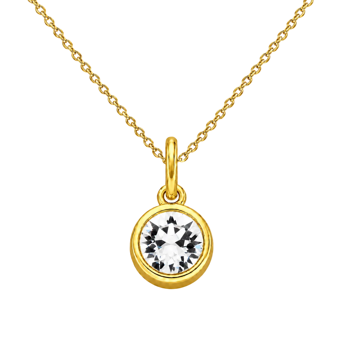 Gold Crystal Charm Birthstone Necklace
