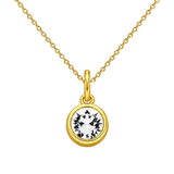 Gold Crystal Charm Birthstone Necklace