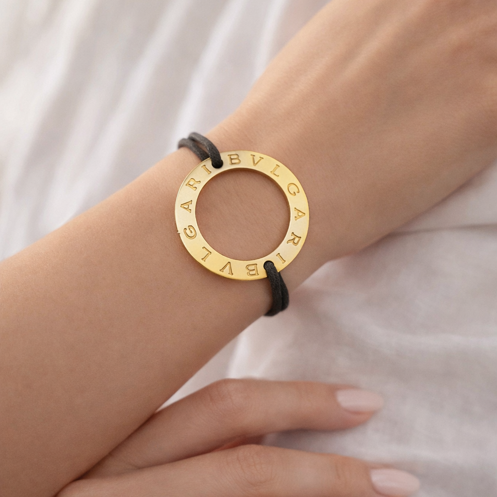 Bvlgari 18ct Yellow Gold & Leather Cord Bracelet – Foxhills