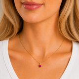 Gold Milgrain Birthstone Necklace