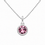 Silver Crystal Charm Birthstone Necklace