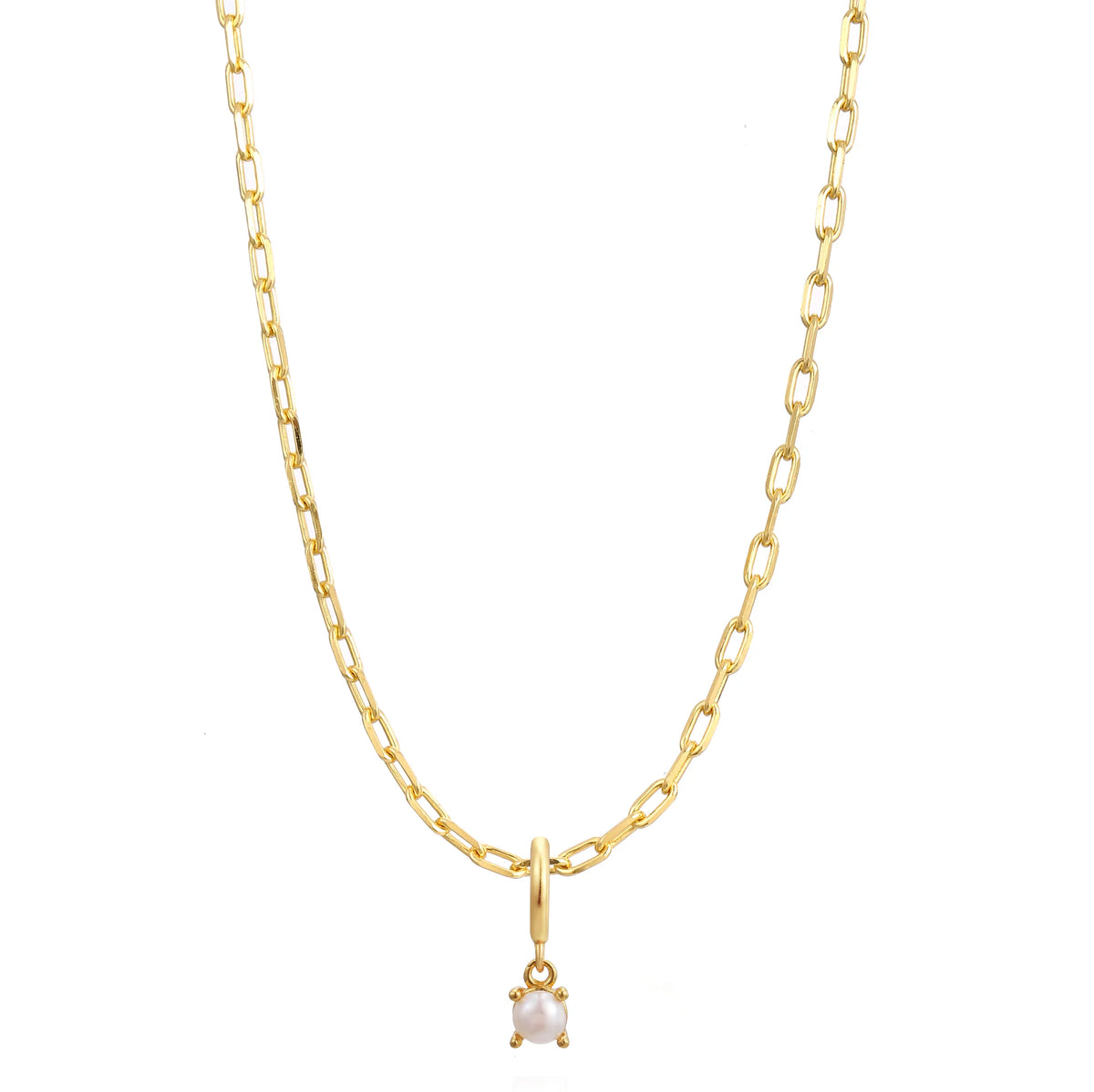 Gold Birthstone Paperclip Charm Necklace