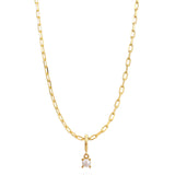 Gold Birthstone Paperclip Charm Necklace