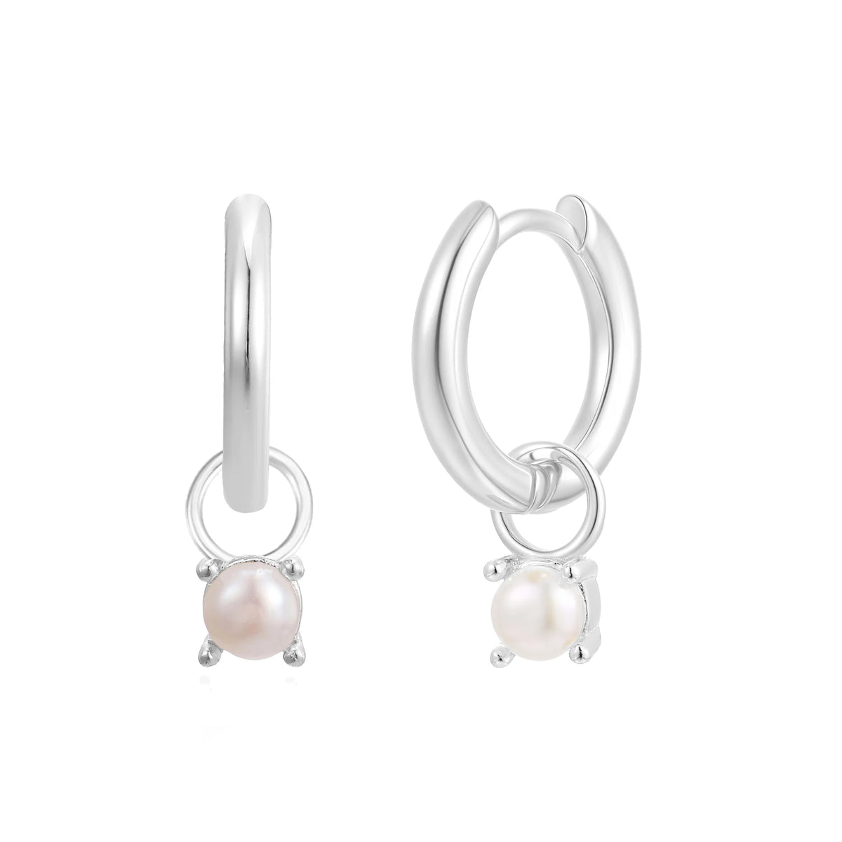 Silver Birthstone Huggie Charm Earring