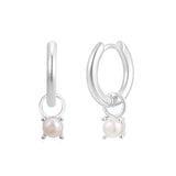 Silver Birthstone Huggie Charm Earring