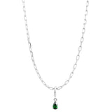 Silver Birthstone Paperclip Charm Necklace