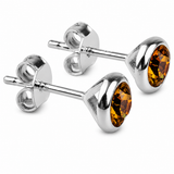 Silver Crystal Birthstone Stud Earrings