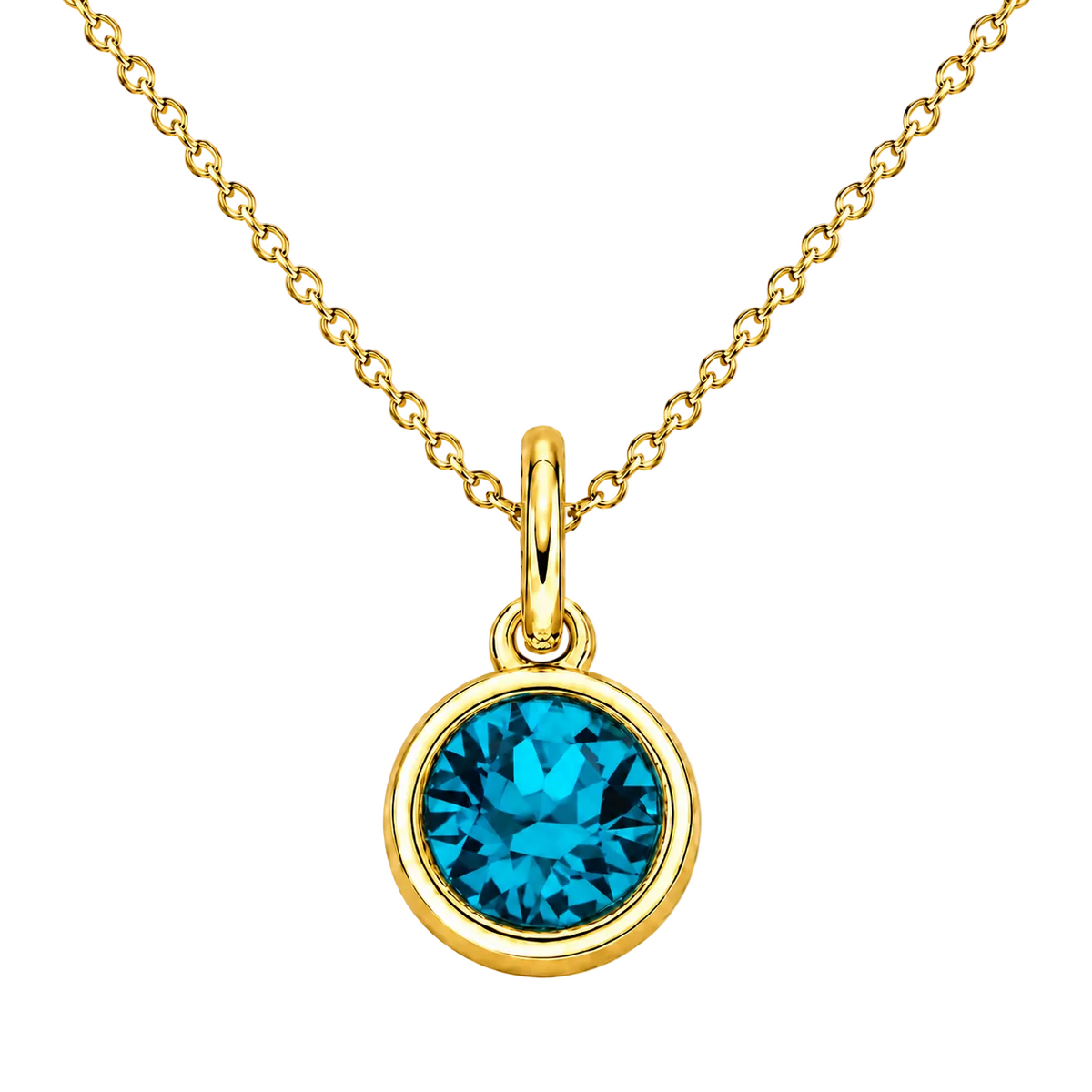 Gold Crystal Charm Birthstone Necklace