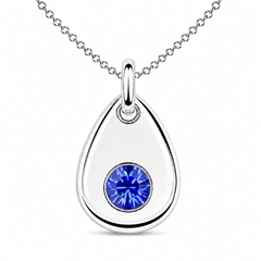 Silver Crystal Teardrop Birthstone Necklace