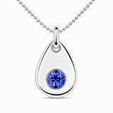 Silver Crystal Teardrop Birthstone Necklace