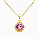 Gold Crystal Charm Birthstone Necklace