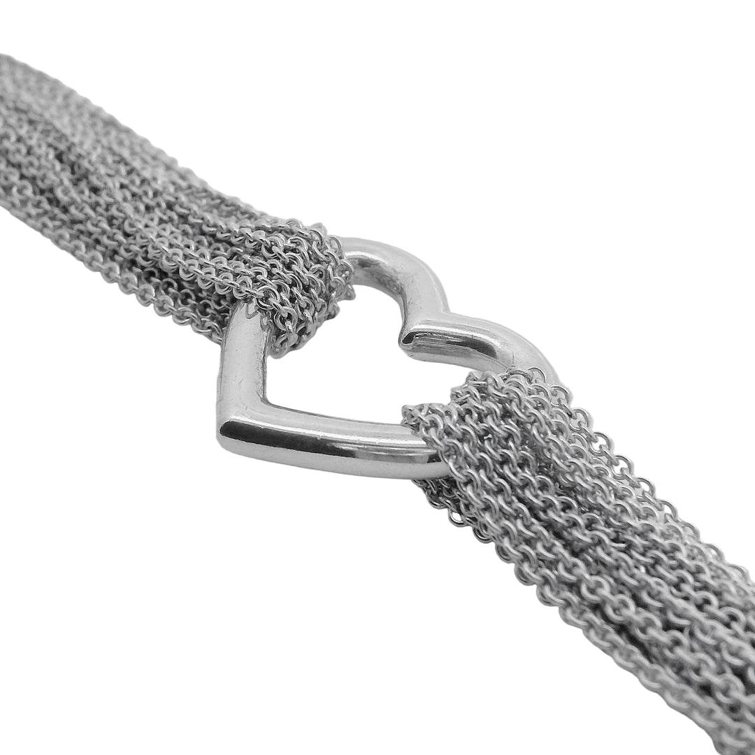 Tiffany & Co Sterling Silver Multi Strand Chain Mesh Heart Toggle