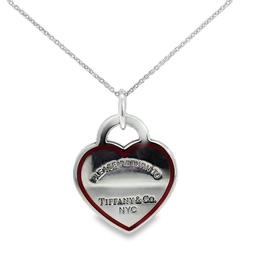 Tiffany & Co Return To Tiffany Large Sterling Silver & Red Enamel Tiffany & Co Return To Tiffany Large Sterling Silver & Red Enamel