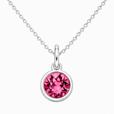 Silver Crystal Charm Birthstone Necklace