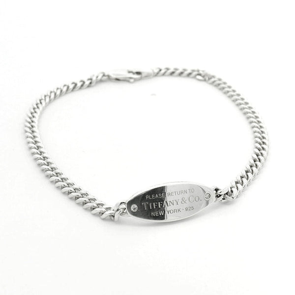 Tiffany & Co Return To Tiffany Sterling Silver & Diamond Oval ID