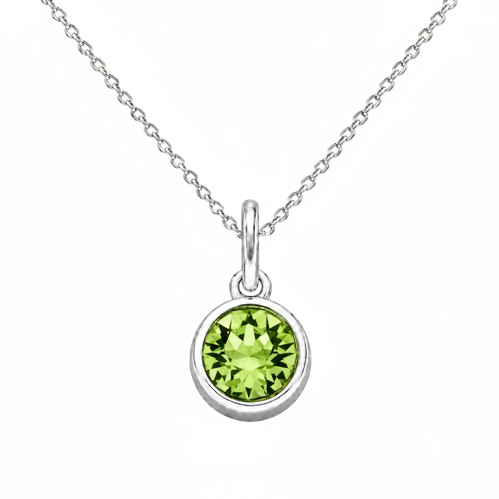 Silver Crystal Charm Birthstone Necklace