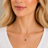 Silver Milgrain Birthstone Necklace
