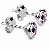 Silver Crystal Birthstone Stud Earrings