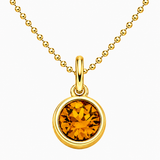 Gold Crystal Charm Birthstone Necklace