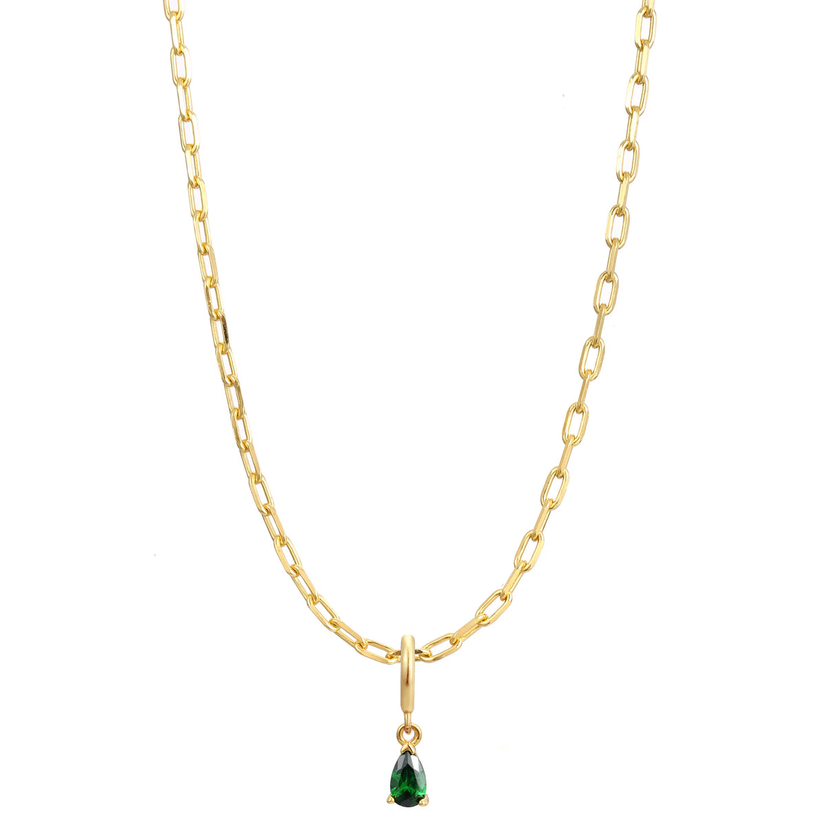 Gold Birthstone Paperclip Charm Necklace