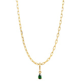 Gold Birthstone Paperclip Charm Necklace
