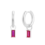 Silver Birthstone Huggie Charm Earring