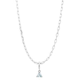 Silver Birthstone Paperclip Charm Necklace