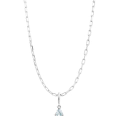 Silver Birthstone Paperclip Charm Necklace