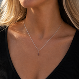 Silver Birthstone Paperclip Charm Necklace