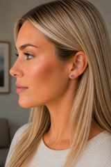 Silver Crystal Birthstone Stud Earrings