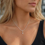 Silver Birthstone Paperclip Charm Necklace
