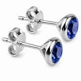 Silver Crystal Birthstone Stud Earrings