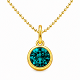 Gold Crystal Charm Birthstone Necklace