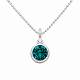 Silver Crystal Charm Birthstone Necklace