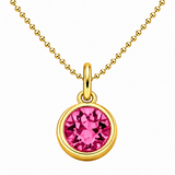 Gold Crystal Charm Birthstone Necklace