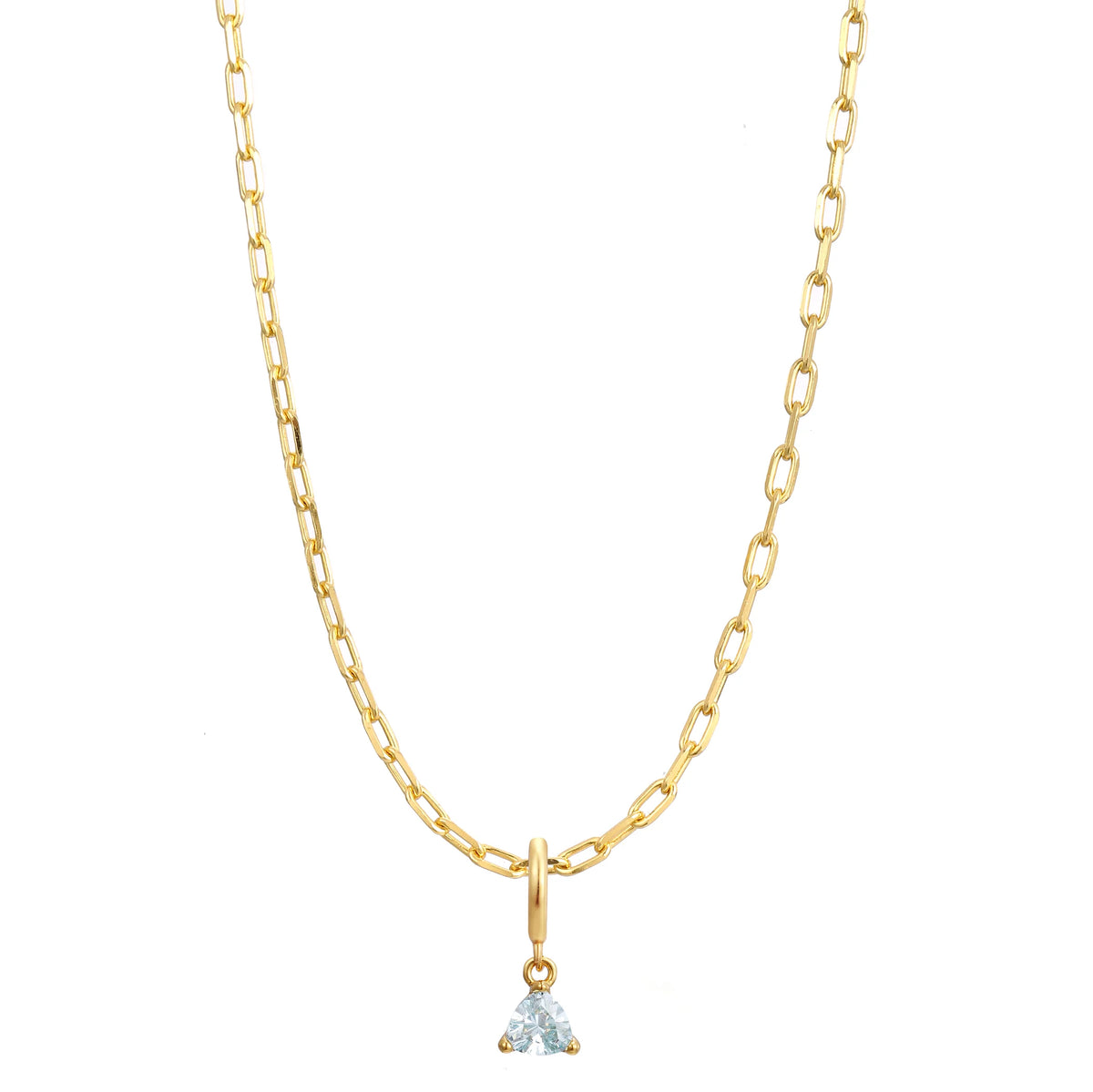 Gold Birthstone Paperclip Charm Necklace