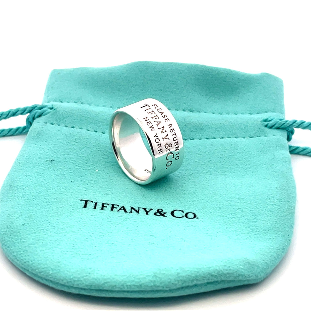 Tiffany & Co Return To Tiffany Sterling Silver Wide Band Ring Size