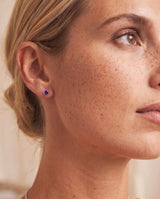 Silver Crystal Birthstone Stud Earrings