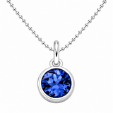 Silver Crystal Charm Birthstone Necklace