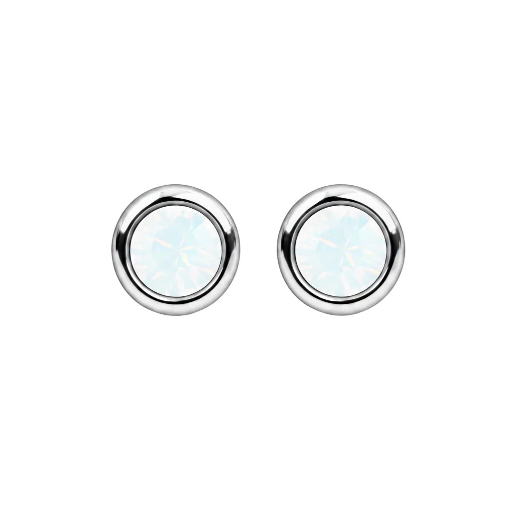 Silver Crystal Birthstone Stud Earrings