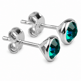 Silver Crystal Birthstone Stud Earrings
