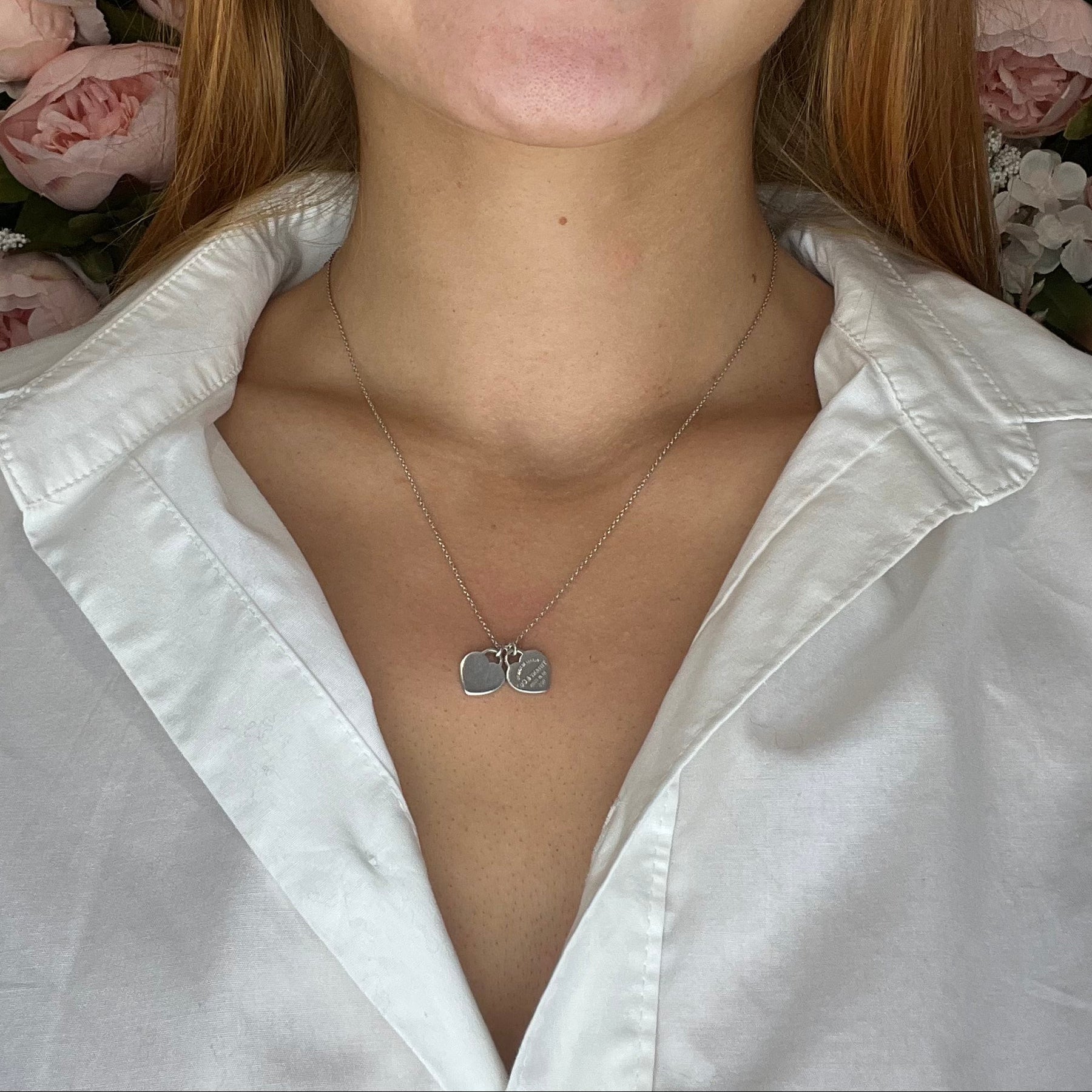 Double Heart Necklace Tiffany Sterling Silver Necklace Return To