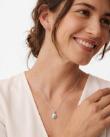 Silver Crystal Teardrop Birthstone Necklace