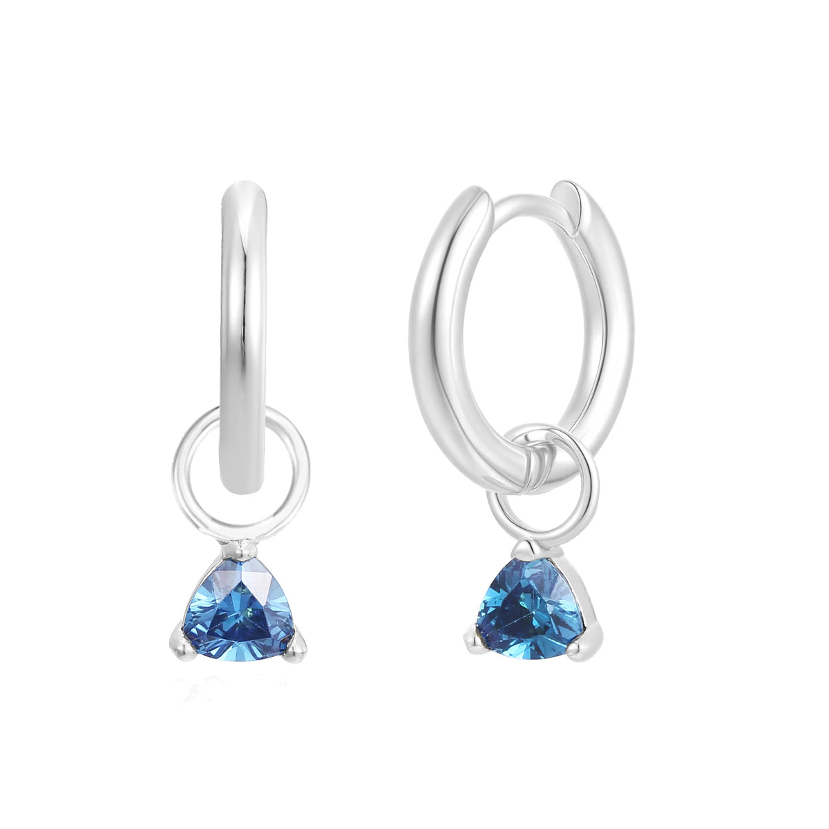 Silver Birthstone Huggie Charm Earring