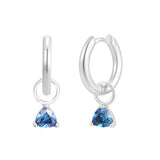 Silver Birthstone Huggie Charm Earring