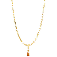 Gold Birthstone Paperclip Charm Necklace