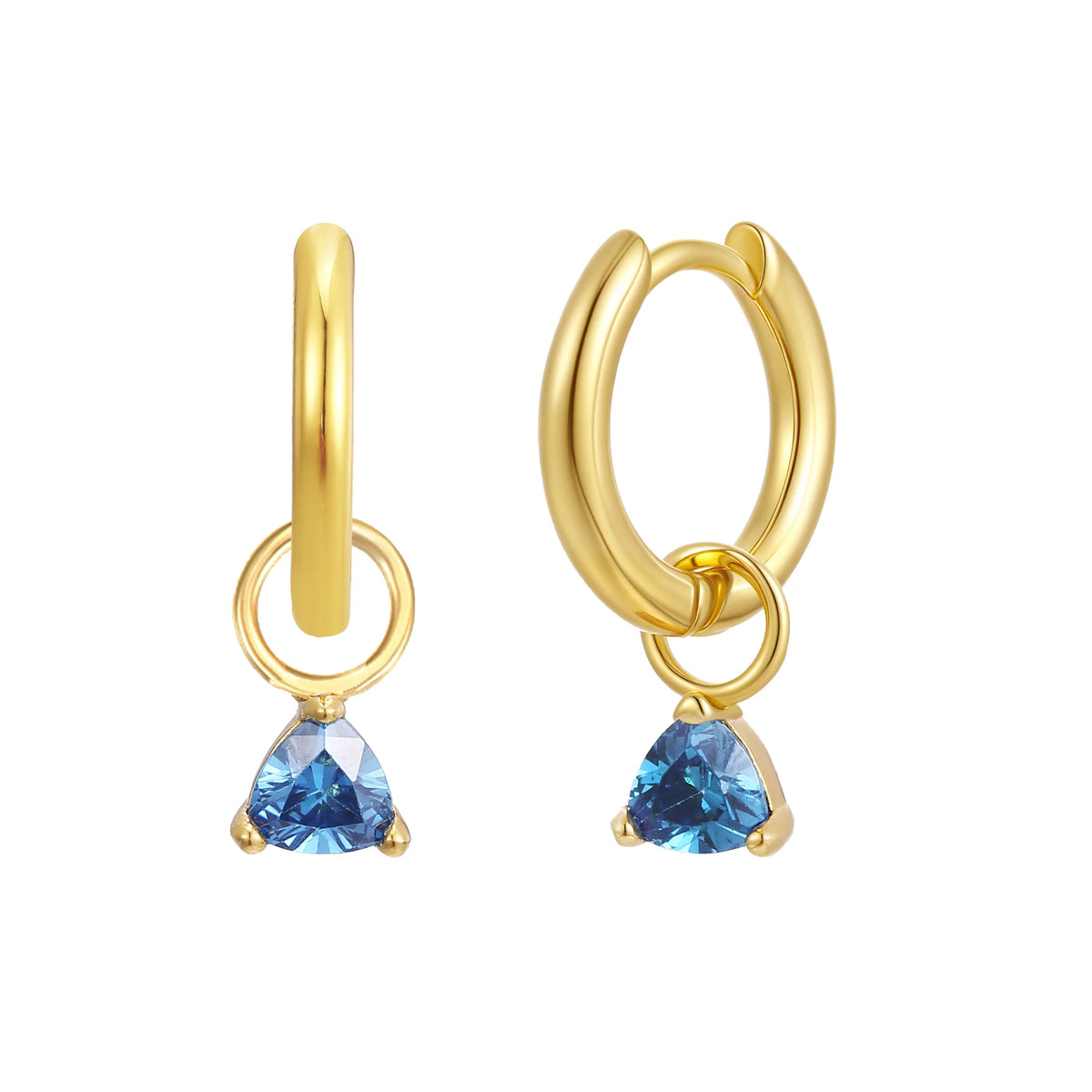 Gold Birthstone Huggie Charm Earring