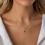 Silver Birthstone Paperclip Charm Necklace