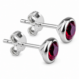Silver Crystal Birthstone Stud Earrings
