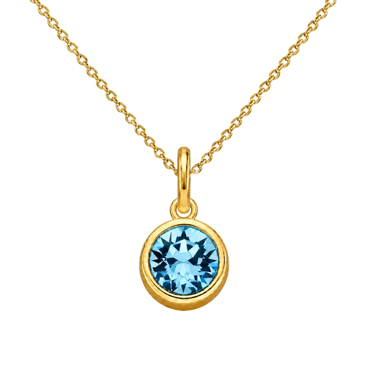 Gold Crystal Charm Birthstone Necklace